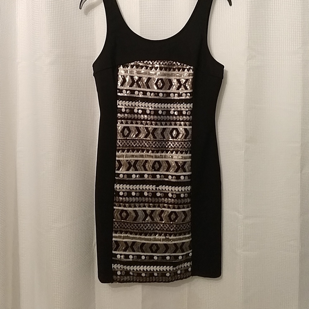 Sequin tribal pattern bodycon fitted dress NWT